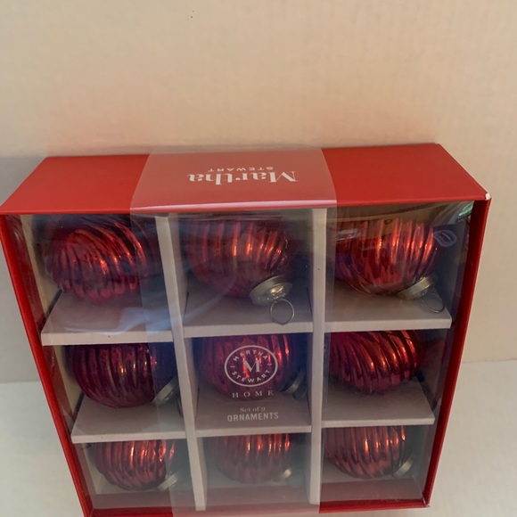 Martha Stewart Christmas Ornaments Set of 9 Red Ornaments - Picture 4 of 4
